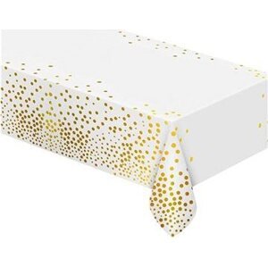 GODAN Obrus fóliový zlaté bodky – biely 137 × 183 cm