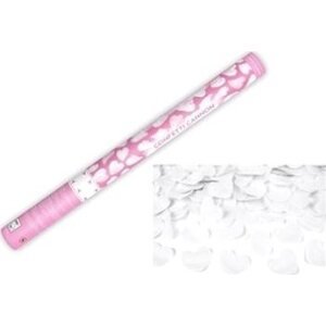 Párty konfety 60 cm – biele srdce – svadba/valentín