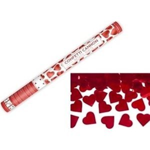 Párty konfety 60 cm – červené srdce – svadba/valentín