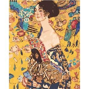 Diamondi – Diamantové maľovanie – DÁMA S VEJÁROM (G. KLIMT), 40 × 50 cm, bez rámu a bez vypnutia plátna