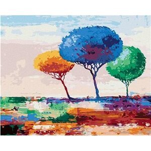 Diamondi – Diamantové maľovanie – TRI FAREBNÉ STROMY, 40 × 50 cm, vypnuté plátno na rám