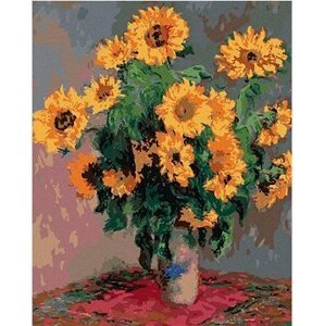 Diamondi – Diamantové maľovanie – SLNEČNICE (CLAUDE MONET), 40 × 50 cm, vypnuté plátno na rám