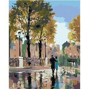 Diamondi – Diamantové maľovanie – NA PRECHÁDZKE V PARKU, 40 × 50 cm, vypnuté plátno na rám