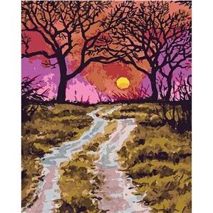Diamondi – Diamantové maľovanie – CESTIČKA NA JESEŇ A ZÁPAD SLNKA, 40 × 50 cm, bez rámu a bez vypnutia plátna