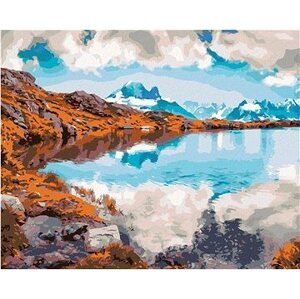 Diamondi – Diamantové maľovanie – RÁNO NA JAZERE LAC BLANC, 40 × 50 cm, bez rámu a bez vypnutia plátna