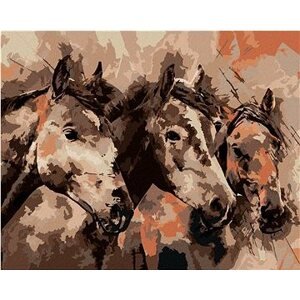 Diamondi – MAĽOVANÉ KONE V HNEDEJ, 40 × 50 cm, bez rámu a bez napnutia plátna