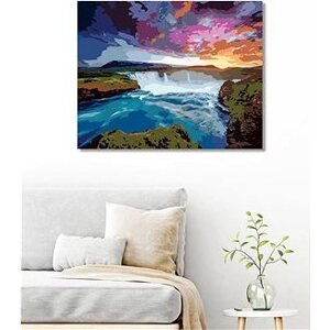 Diamondi – Diamantové maľovanie – POHĽAD NA KASKÁDU GODAFOSS, 40 × 50 cm, napnuté plátno na rám