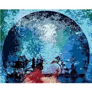 Farebná silueta mesiaca, 40 × 50 cm, bez rámu a bez vypnutia plátna