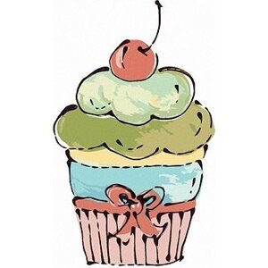 Cupcake s ružovou čerešňou (Haley Bush), 40×50 cm, vypnuté plátno na rám