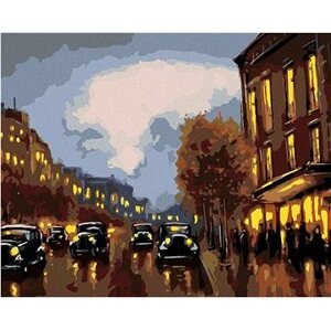 Nočná prechádzka s autami, 40×50 cm, vypnuté plátno na rám