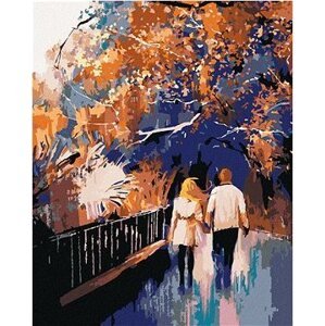 Zamilovaný pár v parku, 80 × 100 cm, plátno napnuté na rám