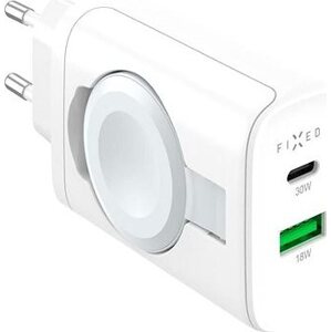 FIXED Power Socket s USB-A a USB-C a vyklápacia nabíjačkou na Apple Watch 33W biela