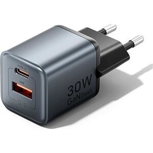 Vention 2-Port USB (C + A) GaN Charger (30 W/18 W) EU-Plug Gray
