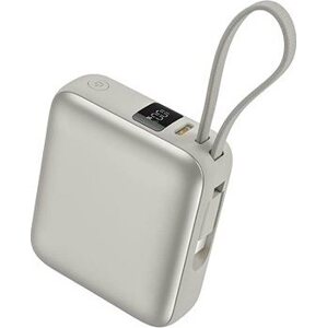 Vention 10000 mAh Mini Power Bank (USB-C + USB-C) with Built-in USB-C Cable 35 W Beige