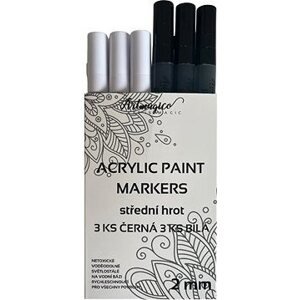 Artmagico akrylový popisovač súprava čierna a biela 2 – 3 mm