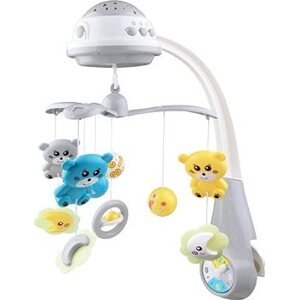 BABY MIX kolotoč nad postieľku so svetelným projektorom grey