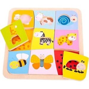 Vkladacie drevené puzzle – 9 zvieratiek