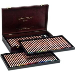 CARAN D'ACHE Luminance 6901 76 farieb + príslušenstvo v drevenom boxe