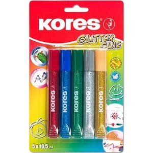 KORES Glitter glue 5× 10,5 ml, s trblietkami