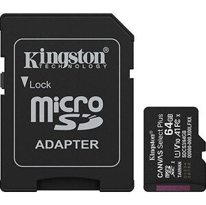 Kingston MicroSDXC 64 GB Canvas Select Plus Gen 3 + SD adaptér