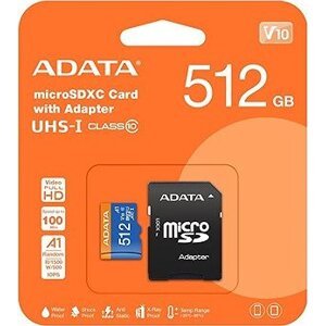 ADATA MicroSDXC 512 GB Premier + SD adaptér