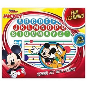 Školní set s razítky Mickey a závodníci