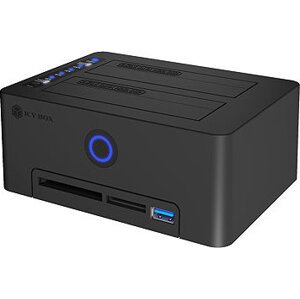 Icy Box IB-1233CL-CR na 2× 2,5"/3,5" disky s čítačkou kariet a USB hubom
