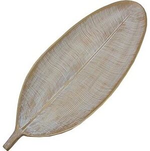 GOBA Tanier dekoračný – drevený list, zlatý 60 cm