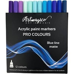 Artmagico Pro Blue Line akrylové fixky, modré odtiene, 12 ks