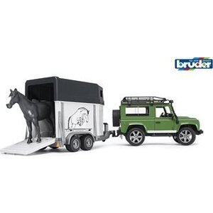 Bruder Land Rover s prívesom na prepravu koní vrátane 1 koňa