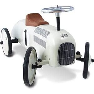 Kovové odrážadlo - Historické pretekárske auto biele