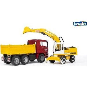 Bruder MAN TGA Nákladné auto s Liebherr bagrom