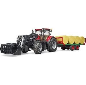Bruder 3198 Traktor Case IH Optum 300 CVX s čelným nakladačom a prepravníkom na balíky
