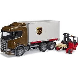 Bruder 3582 Logistická Scania UPS s vysokozdvižným vozíkom