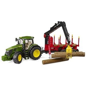 Bruder 3154 traktor John Deere 7R 350 so zadným prívesom a 4 kladami