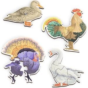 Vemkel Drevené puzzle Farm Birds