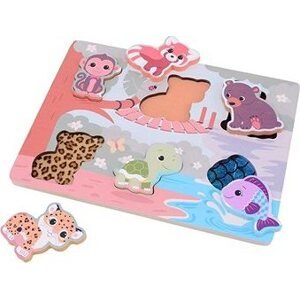 Jouéco The Wildies Family drevené puzzle Feel & Touch
