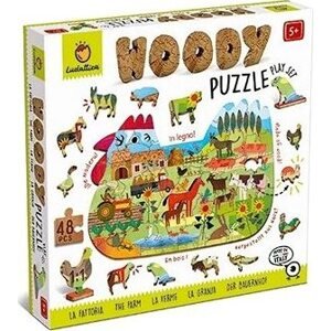 Ludattica Woody Farma, drevené puzzle, 48 dielikov