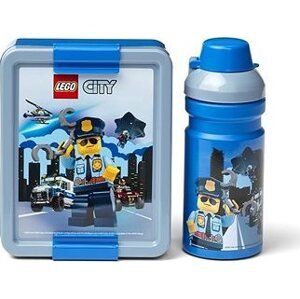 LEGO City desiatová sada (fľaša a box) – modrá
