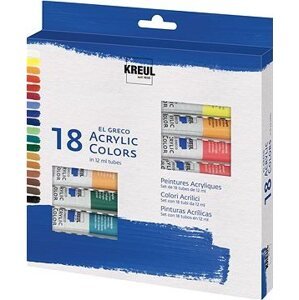 Kreul „El Greco" Súprava akrylových farieb, 18 farieb, 12 ml v tube