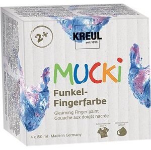 KreulL „Mucki" Súprava prstových farieb blýskavé farby, 4 farby