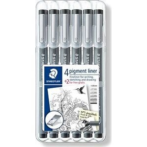 Staedtler Pigment Liner čierny, 6 veľkostí hrotu