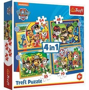 Trefl Puzzle Labková patrola: Prázdniny 4 v 1 (35, 48, 54, 70 dielikov)