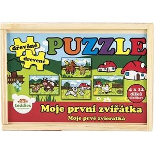Teddies Puzzle drevené Moje prvé zvieratká 4× 12 dielikov