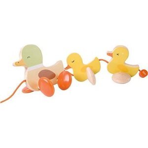 Teddies Kačka s káčatkami ťahacia drevo