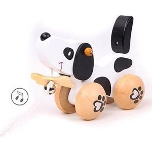 Teddies Psík so zvončekom ťahací drevo