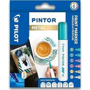 Akrylový popisovač Pilot Pintor, Medium, sada 6 ks, Metal