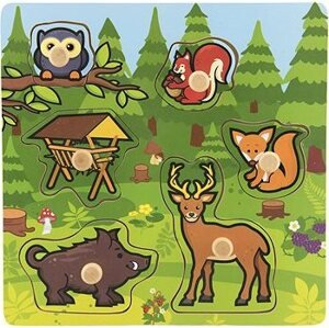 Teddies Vkladačka drevená Moje prvé zvieratká lesné 6 ks