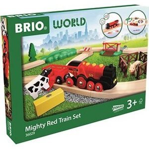 BRIO Herné sady 36029 Vlaková sada s mohutnou červenou akčnou lokomotívou