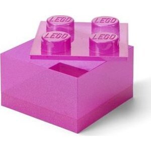 LEGO úložný box s víkem, třpytivě růžový